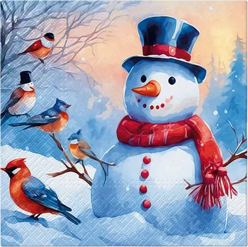 Papírový ubrousek Papírové Ubrousky Vánoce Sněhulák Zima 20ks