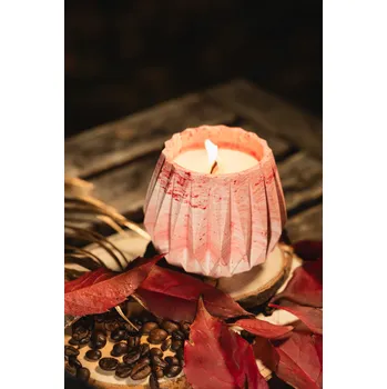 Svíčka SOJOVÁ VONNÁ SVÍČKA S DŘEVĚNÝM KNOSTEM V SÁDROVÉM OBALU