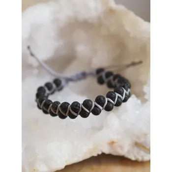 Náramek Lávový dvouřadý shamballa náramek - šedý