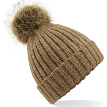 Čepice Beechfield Zimní pletená čepice s bambulí B412 Barva: Sušenková
