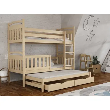 Dětská postel Patrová postel pro tři Kubuš Barva dřeva: Borovice přírodní, Rozměry: 80x180