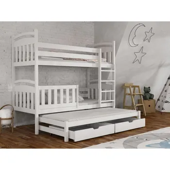 Dětská postel Patrová postel pro tři Kubuš Barva dřeva: Bílá barva, Rozměry: 80x180