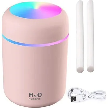 Potah na židli dobirkov.cz Mini zvlhčovač vzduchu, aroma difuzér aromaterapie, USB, RGB - růžová