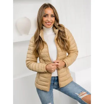 Béžová dámská prošívaná přechodová bunda s kapucí Bolf 16M9101 - L