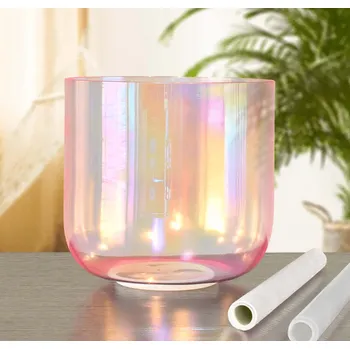 Křišťálová alchymická zpívající mísa Láska - růžová průměr 16 cm