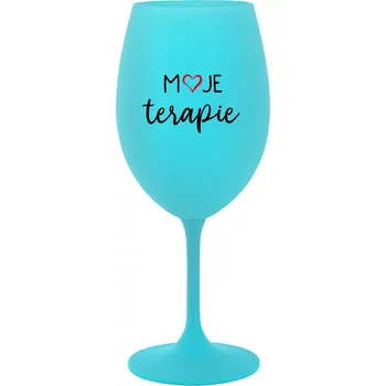 Sklenice MOJE TERAPIE - tyrkysová sklenice na víno 350 ml
