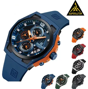 Hodinky Sportovní hodinky chronograf 44 mm – 3 ATM/30 m, Miyota quartz, Hardlex, silikonový řemínek (datum) Barva: Modrá | skladem v ČR | rychlé odeslání | nová šarže 2025 |