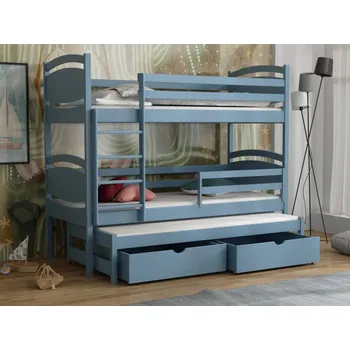 Dětská postel Patrová postel pro tři Tornádo 2 Barva dřeva: Modrá, Rozměry: 80x180