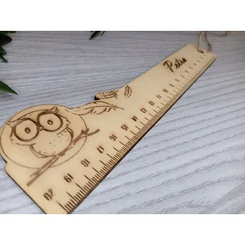 Dřevěné pravítko pro děti - Sova 20 cm