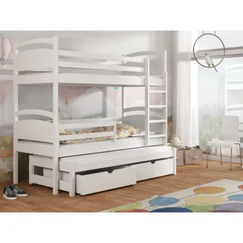 Dětská postel Patrová postel pro tři Mája 2 Barva dřeva: Bílá barva, Rozměry: 80x180