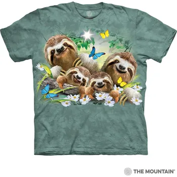Pánské tričko Pánské batikované triko The Mountain - Sloth Family Selfie - zelené Velikost: XXXL 10-6448/XXX