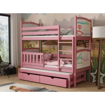 Dětská postel Patrová postel pro tři Florida Barva dřeva: Růžová, Rozměry: 80x180
