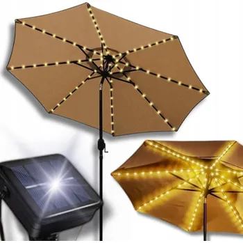 Venkovní osvětlení Solární světelné girlandy na terasu, slunečník, LED světla