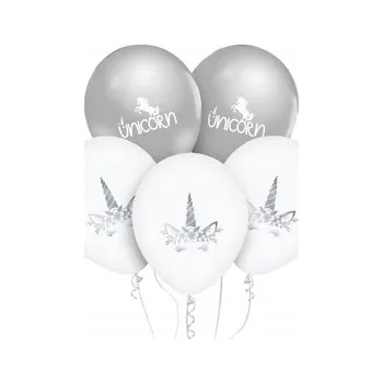 Balónky Godan 30 cm 12 palců stříbrné a bílé 5 kusů