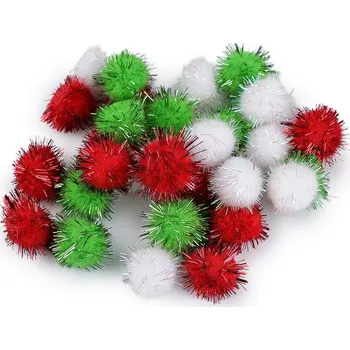 Bytová dekorace Bambulky s lurexem Ø20 mm - 5 mix vánoční