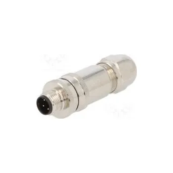 Elektrická zásuvka Zástrčka M12 PIN 4 vidlice kód D-Ethernet na kabel IP67 250V