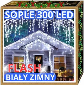 Vánoce Chomik Světelný venkovní závěs 15 m 300 LED studené bílá