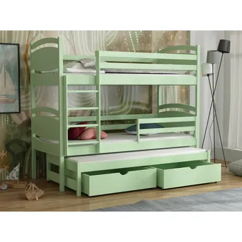 Dětská postel Patrová postel pro tři Tornádo 2 Barva dřeva: Zelená, Rozměry: 80x180