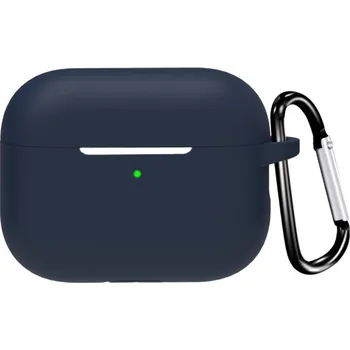 Pouzdro na mobilní telefon Ochranný silikonový obal s karabinou pro AirPods Pro 3 - tmavě modrý