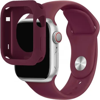 Pouzdro na mobilní telefon Silikonový řemínek se silikonovým pouzdrem pro Apple Watch 41mm / 40mm - vínový