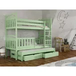 Patrová postel pro tři Kubuš Barva dřeva: Zelená, Rozměry: 90x200