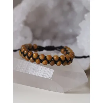 Náramek Dvouřadý shamballa náramek ze zlatého barmského Jadeitu - unisex černý 6 mm