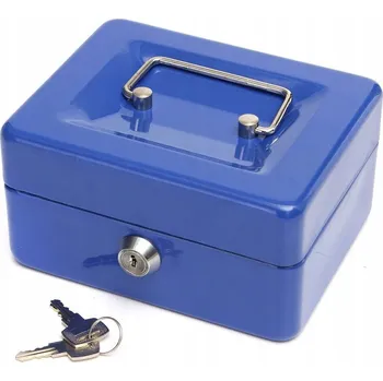 Potah na židli dobirkov.cz Kovová pokladnička na peníze, modrá, na klíč