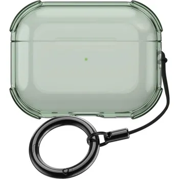Transparentní obal s karabinou pro AirPods Pro 3 - tmavě zelený