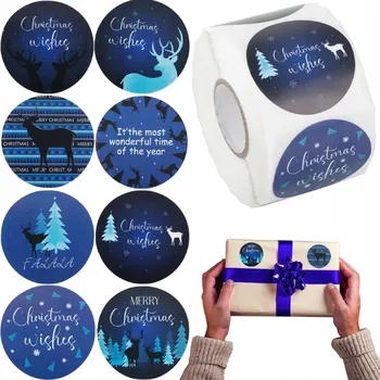 dobirkov.cz Vánoční dekorativní samolepky, 500 kusů Merry Christmas, modré