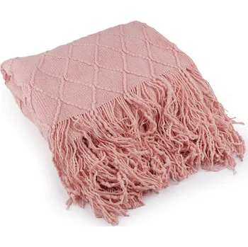 deka Pletená deka / přehoz s třásněmi 130x155 cm Varianta: 4 pudrová, Balení: 1 ks