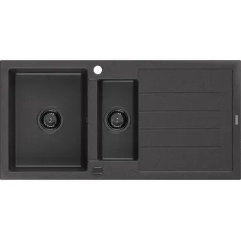 MEXEN - Andres granitový dřez s odkapávačem 1000 x 500 mm černá nakrapiany, černý sifon 6515101510-76-B