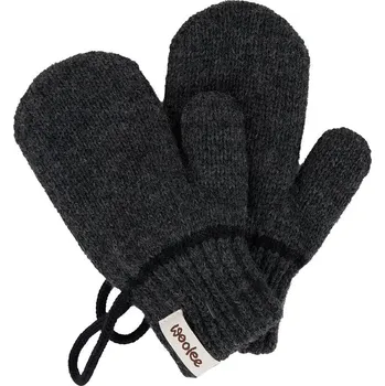 Rukavice Vlnka Dětské vlněné palčáky s poutkem šedá velikost oblečení L