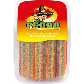 Cukrovinka Pedro kyselé duhové pásky 400 g (dóza)