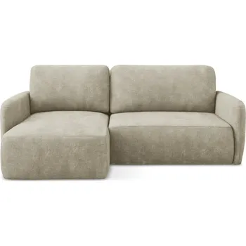 Pohovka Béžová žinylková rozkládací/s úložným prostorem rohová pohovka (levý roh/s lenoškou) Lilo – Makamii ID_1824848