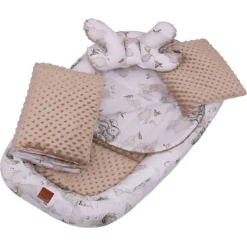 Hnízdečko pro miminko Infantilo Hnízdečko Minky sada 6v1 Hnědý slon