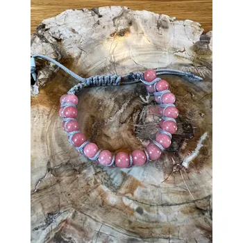 Náramek Jadeitový dvouřadý shamballa náramek růžový XS