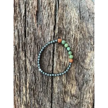 Náramek Náramek Hojnost z kanadského Nefritu, Hematitu a Rudrakshi