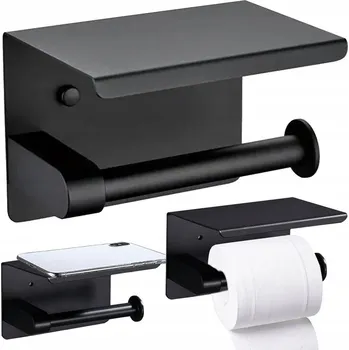 dobirkov.cz Držák toaletního papíru s poličkou na telefon, ocelový