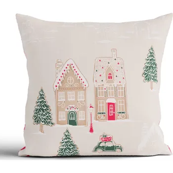 Povlak na dekorativní polštářek MKLuzkoviny.cz Povlak na polštářek 40 x 40 cm Perníková chaloupka krémové