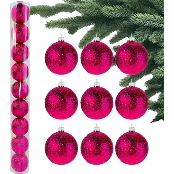 Vánoční dekorace Růžové VÁNOČNÍ BAŇKY VÁNOČNÍ ozdoby Brokátové Fuchsia BAŇKY Sada vánočních koulí na stromeček
