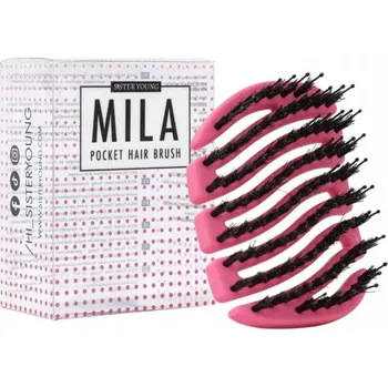 kartáč na vlasy Sister Young MILA BV Mini kartáč s kančími a nylonovými štětinami - Fuchsia