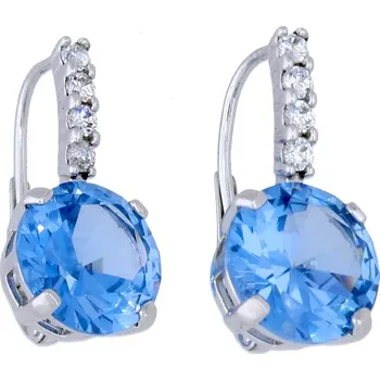 Náušnice Goldstore Bílé zlaté náušnice akvamarín a zirkony Váha: 4.30 g