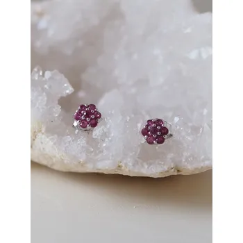 Náušnice Rubín náušnice kytička