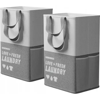 Obraz SONGMICS Velký koš na prádlo, šedý, 90 l, 65 x 40 x 35 cm