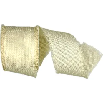 Stuha Stuha bavlněná NATURAL CHARM CREAM krémová 60mm x 2m (20,-Kč/m) (Stuha bavlněná, krémová, s třásnitým okrajem)