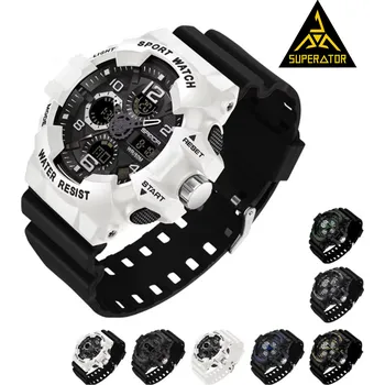 Hodinky Hodinky BG 5ATM / 50M sportovní, vodotěsné. Funkce osvětlení, alarm, datum, chronograf, stopky. Barva: Bílá-černá