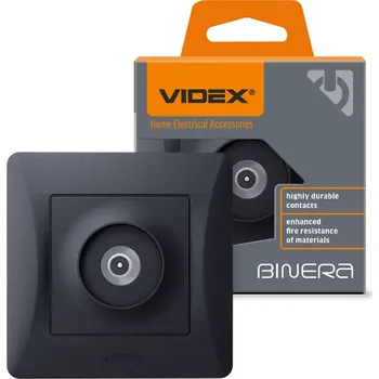 Zásuvka Jednoduchá Anténní Telewizyjne Natynkowe černá BINERA VIDEX