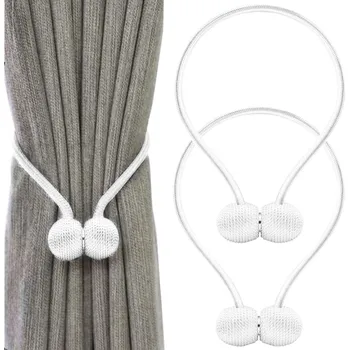 Potah na židli dobirkov.cz Ozdobné přezky, spony na záclony, se silným magnetem, 2 ks - bílá