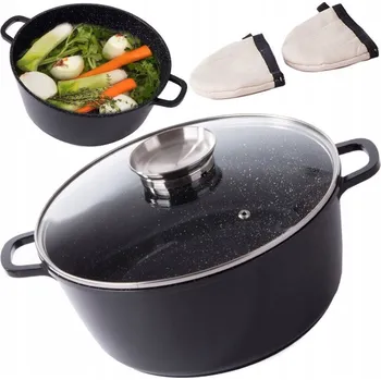 Hrnec dobirkov.cz Indukční hrnec s poklicí, keramický povlak, 7,8 litrů + chňapky