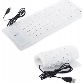 Kabel do PC dobirkov.cz Silikonová gumová klávesnice, bílá, USB, numerická, rolovací, tichá